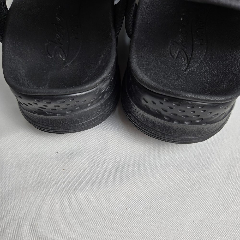 Skechers Sandals Womens 7 Arch Fit City Catch Slingback Black Peep Toe SN 119236 - Picture 6 of 11